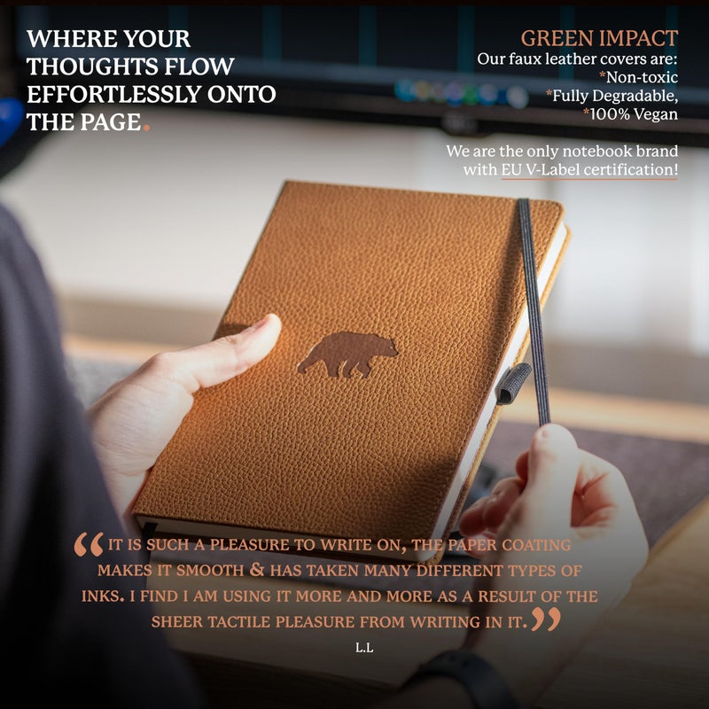 Dingbats* Notebooks Dingbats* Wildlife Dotted Writing Journal Notebook A5 - Vegan Leather Hardcover - Ideal for Work, Travel - Pocket, Elastic Closure, & Bookmark - Image 4